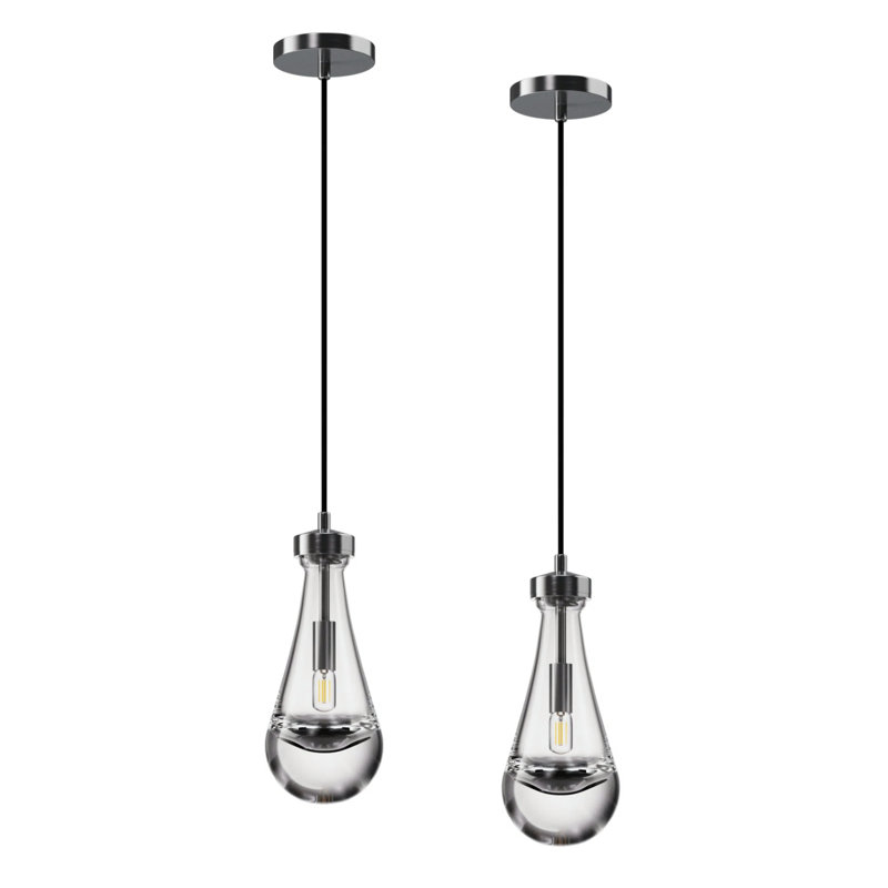 Raindrop Pendant Lights for Kitchen Island or Bedroom (Set of 2), Nickel
