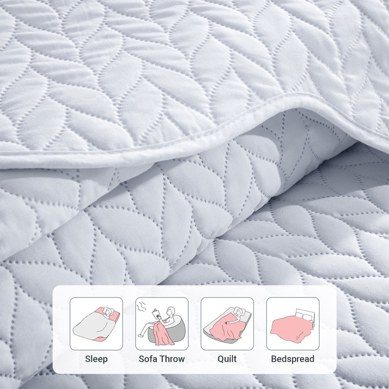 Oxford Microfiber Embossed Lightweight Comforter Set with Pillow Shams, King Comforter + 2 Standard Shams, White