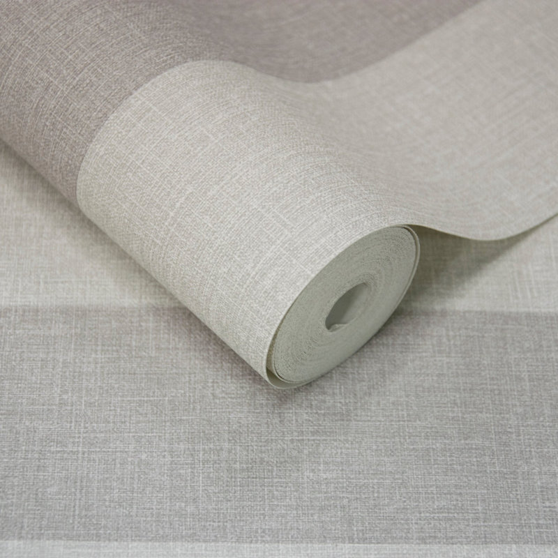 Atmosphere Collection Striped Virus Protection Coated Wallpaper Roll, Grey