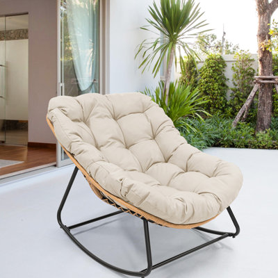 Outdoor Wicker Rocking Chair With Cushion by Latitude Run