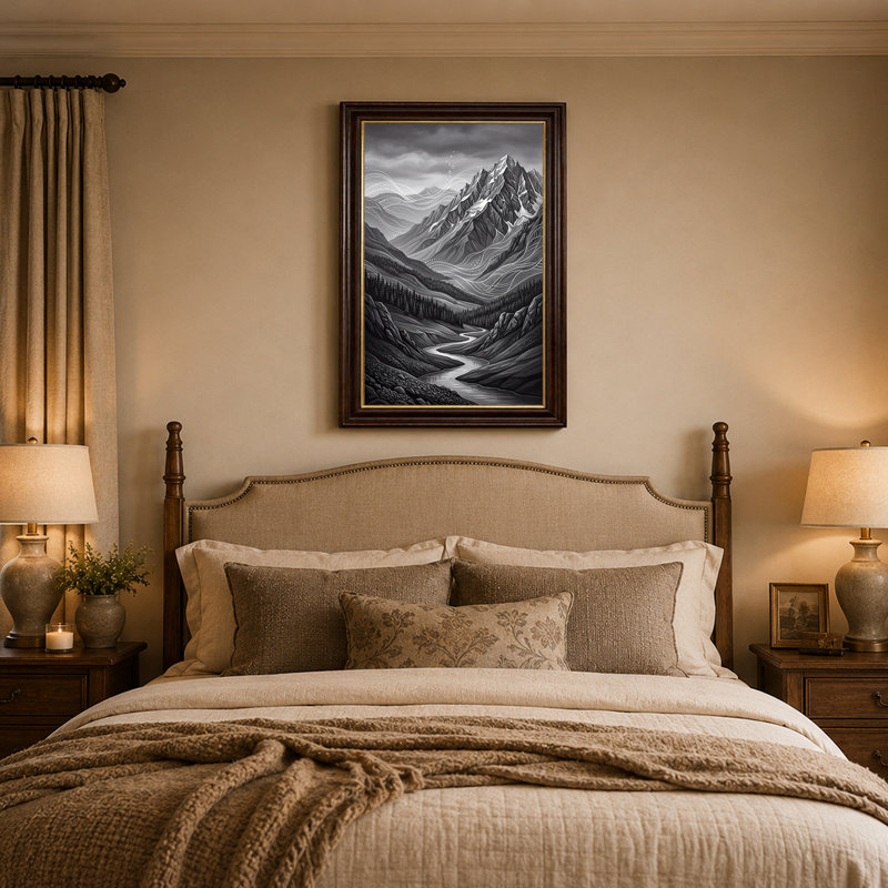 Art mural sur toile noir et blanc, 18"H x 12"W