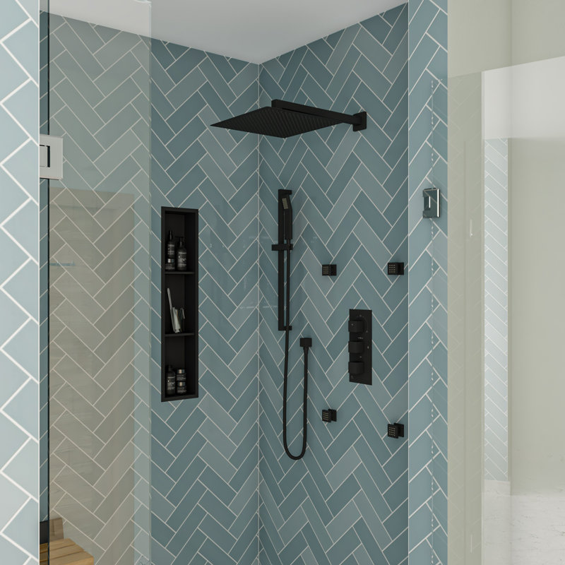Bras de douche, Noir mat