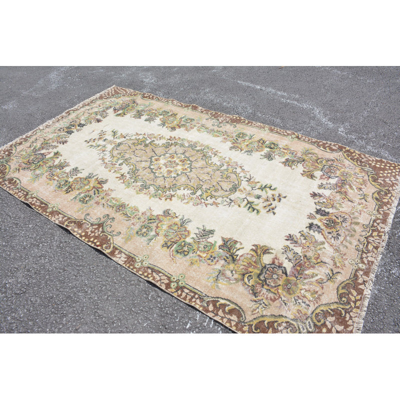 Tapis oriental, tapis de sol, grands tapis de 5,5 x 9,4 pi, tapis rétro, tapis vert Oushak, tapis turcs