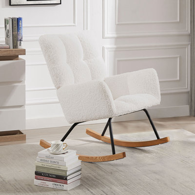 Comfy Upholstered Lounge Chair Rocking Chair With High Backrest by George Oliver