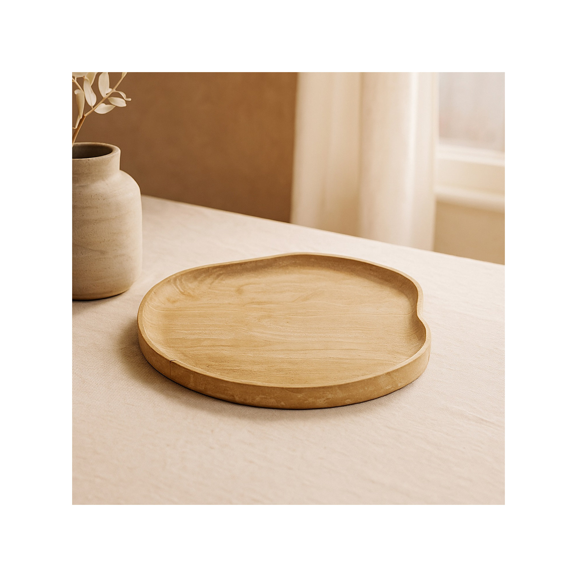 Organic Large Serving Platter Resin, 16.1" W x 16.1" D
