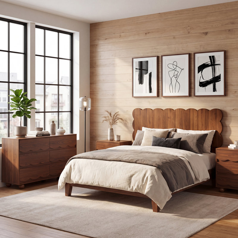 Tête de lit Pancel à motif festonné, H 43,31 po x l 62,2 po x P 1,81 po