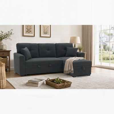Sleeper Sofa, Sectional with Pull-Out Bed, Reversible Chaise, Convertible Sofa Bed, L-Shaped Sofa