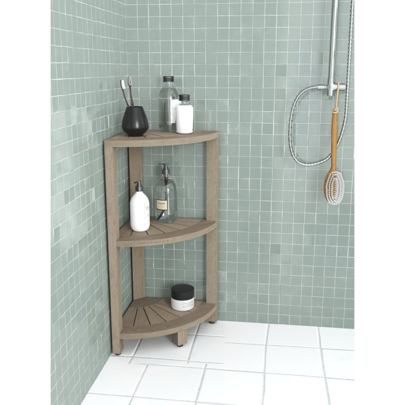 Kai Solid Wood Freestanding Bathroom Shelves, Gray