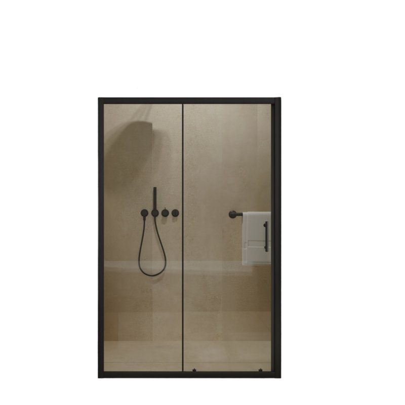 Single Sliding Shower Door Black 