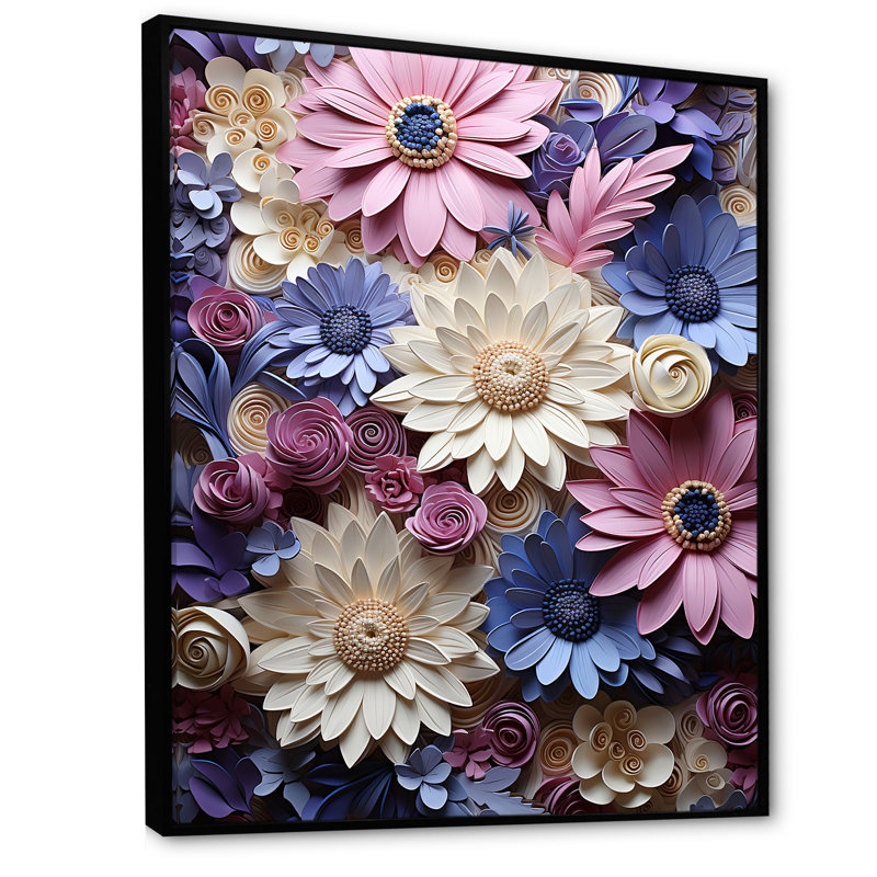 «Population Daisy Bloom Simple Beauty I», reproduction d'art sur toile, Cadre flottant noir, H 32 po x l 24 po x P 1 po