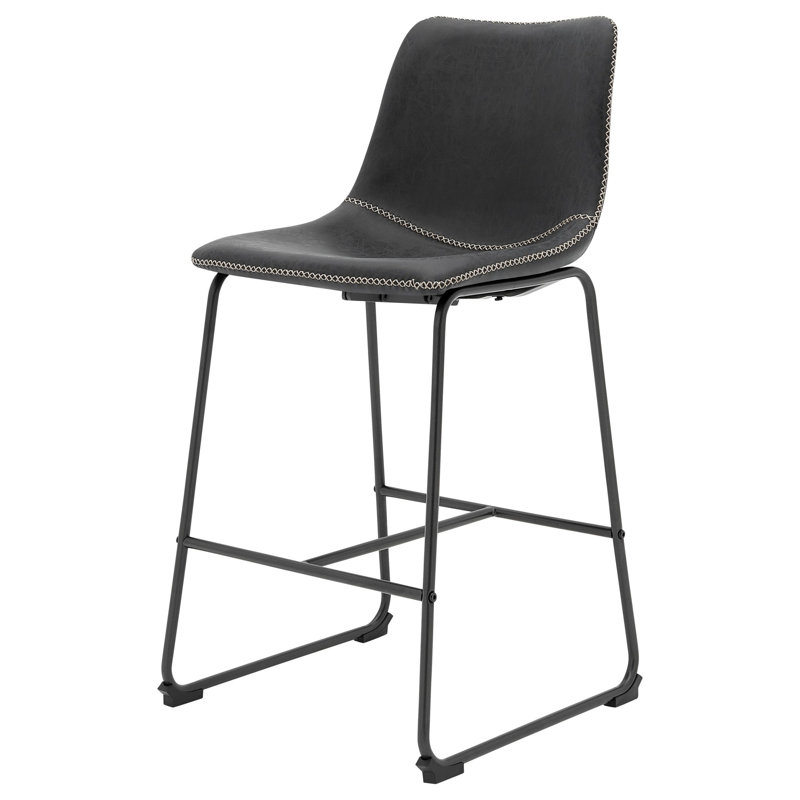 KD Faux Leather Counter Stool, Vintage Black