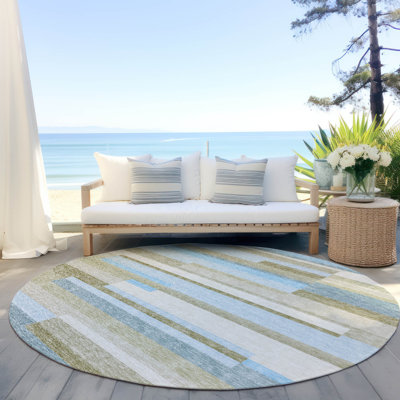 Malchow Washable Striped Indoor / Outdoor Rug