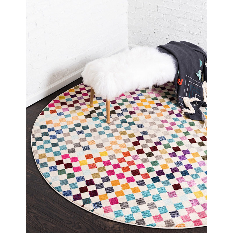 Quinlin Abstract Indoor Rug, Round 8'