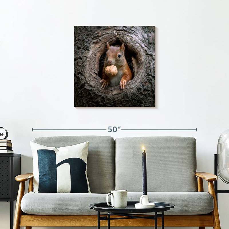 Crowle Squirrel In A Tree Hole, 24" H x 24" W