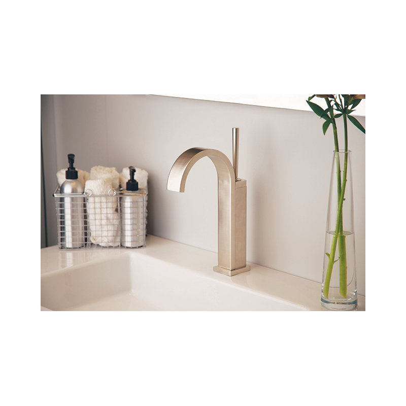 Secant Single Hole Bathroom Faucet with Drain Assembly, Satin Nickel