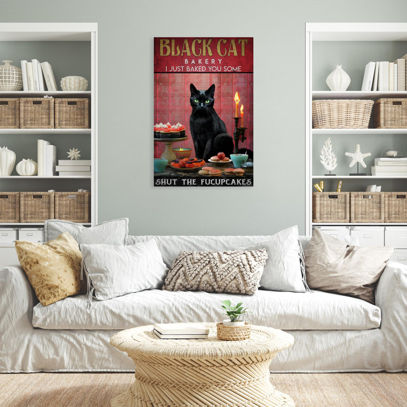 «Black Cat Bakery 1», impression sur toile, H 20 po x l 16 po x P 1,25 po