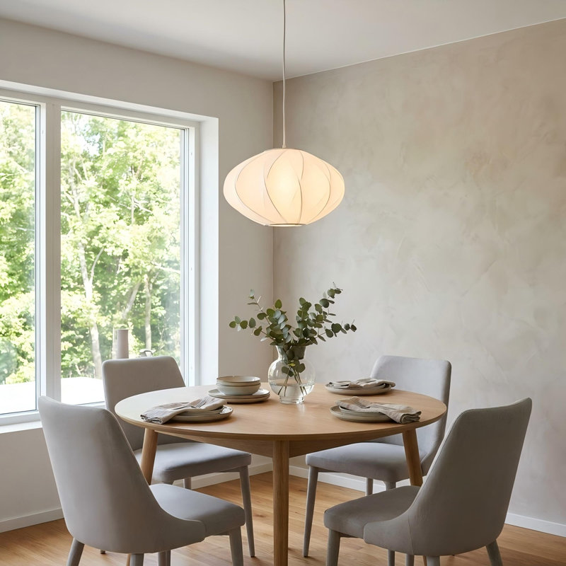 Luminaire suspendu moderne en soie blanche, plafonnier suspendu pour cuisine, salle à manger et chambre à coucher