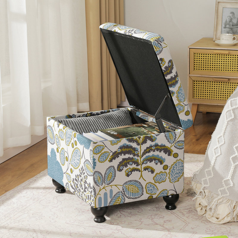 Linen Storage Ottoman With Turned Legs