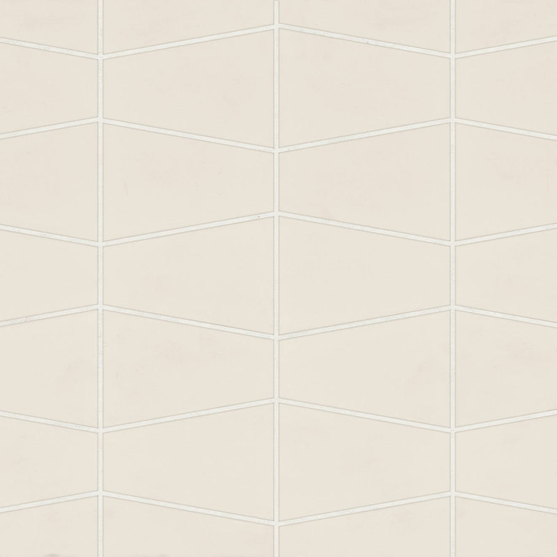 Mosaïque en porcelaine mate trapézoïdale Marin, Crème, crème