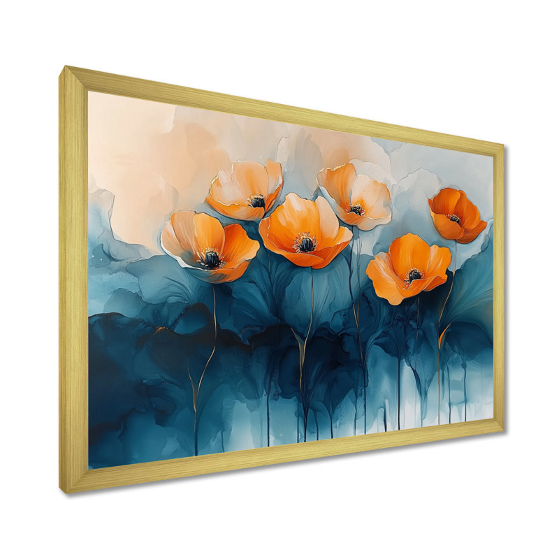 Jamerson - Floral Canvas Wall Decor, Reproduction encadrée, H 24 po x l 32 po, Doré
