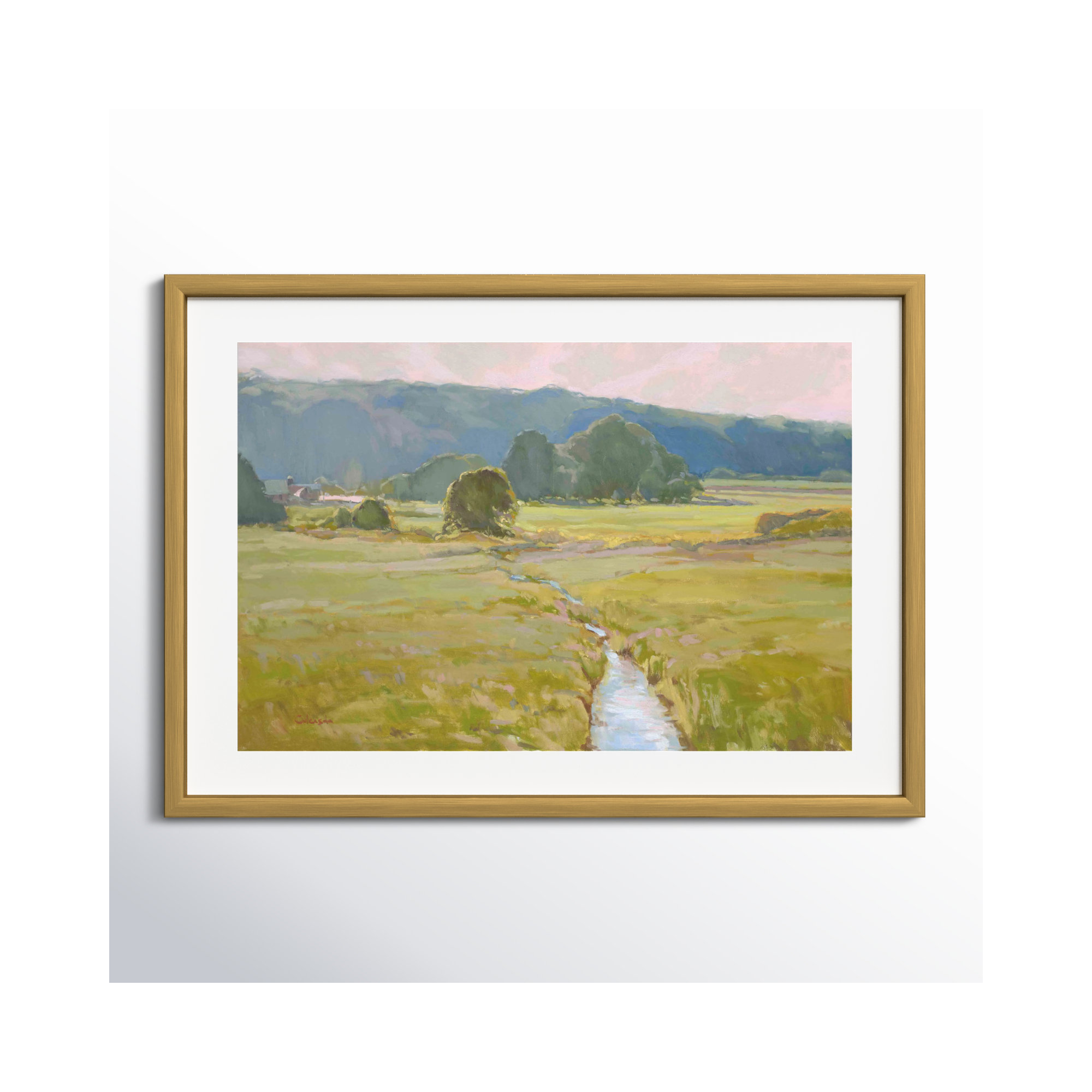 Summer Pasture II by Stephen Calcasola, 24"H x 36"W, Gold