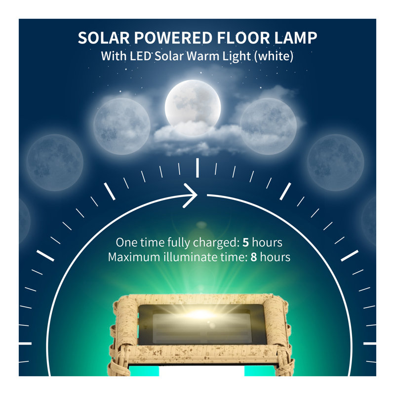 Lampe solaire sur pied Outsunny, Brun