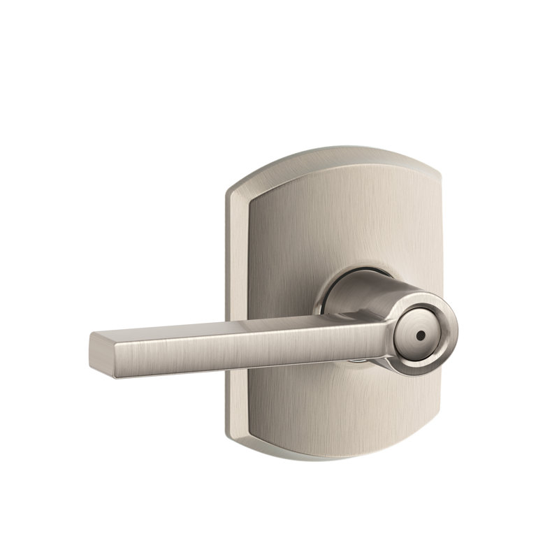 Latitude Privacy Leverset with Greenwich Rosette, Satin Nickel, Privacy (Bed & Bath)