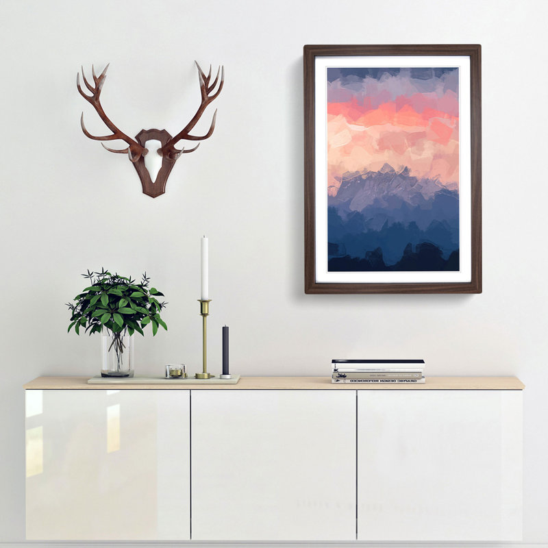 Swiss Mountain in Abstract - Framed Print, 87cm H x 62cm W x 2cm D, Walnut Framed