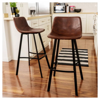 Ensemble de 2 tabourets de bar en similicuir 30 po Dax Mahurin - brun