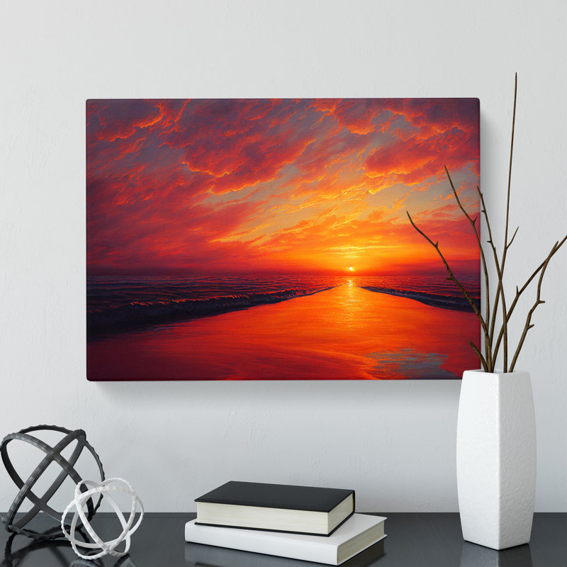 Refined Sunset Seascape - Wrapped Canvas Painting