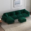 114" U Shaped Chenille Sectional Sofa with Chaise Ottoman and Gold Legs