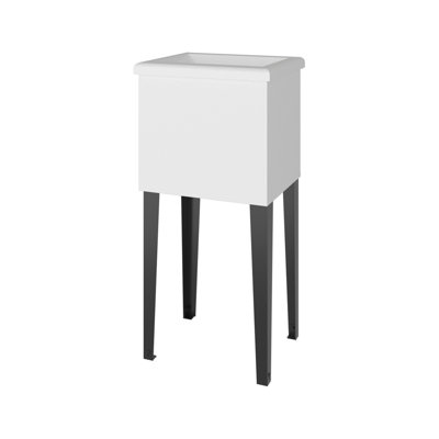 Katy Compact Utility Sink with Metal Legs for Laundry Room, White