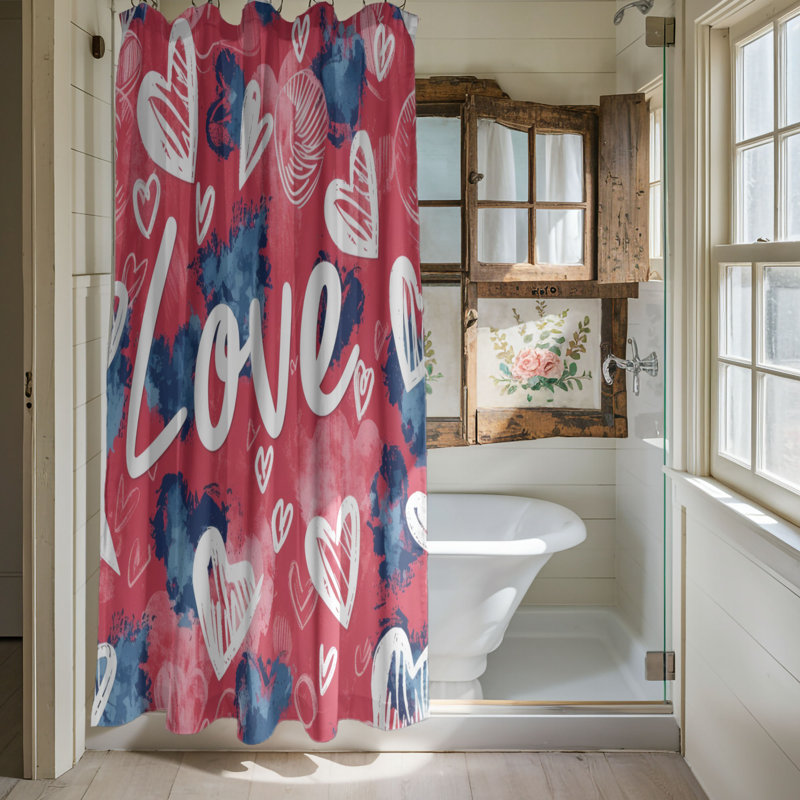 Rideau de douche 1 pièce Love Love, H 74 po x l 71 po
