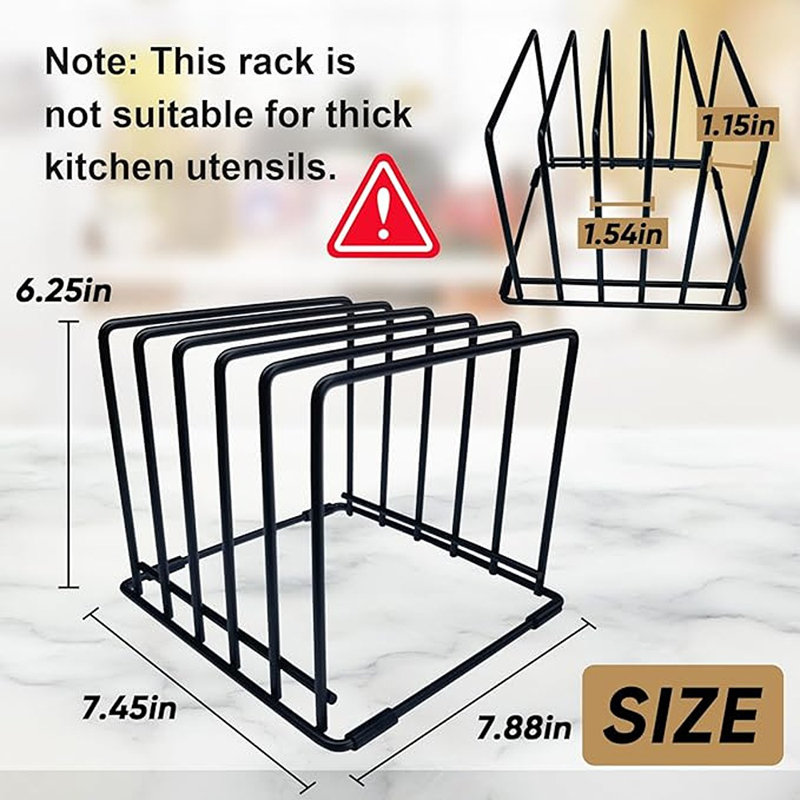 Space-Saving Kitchen Organizer Rack - Heavy-Duty 5-Slot Steel Holder