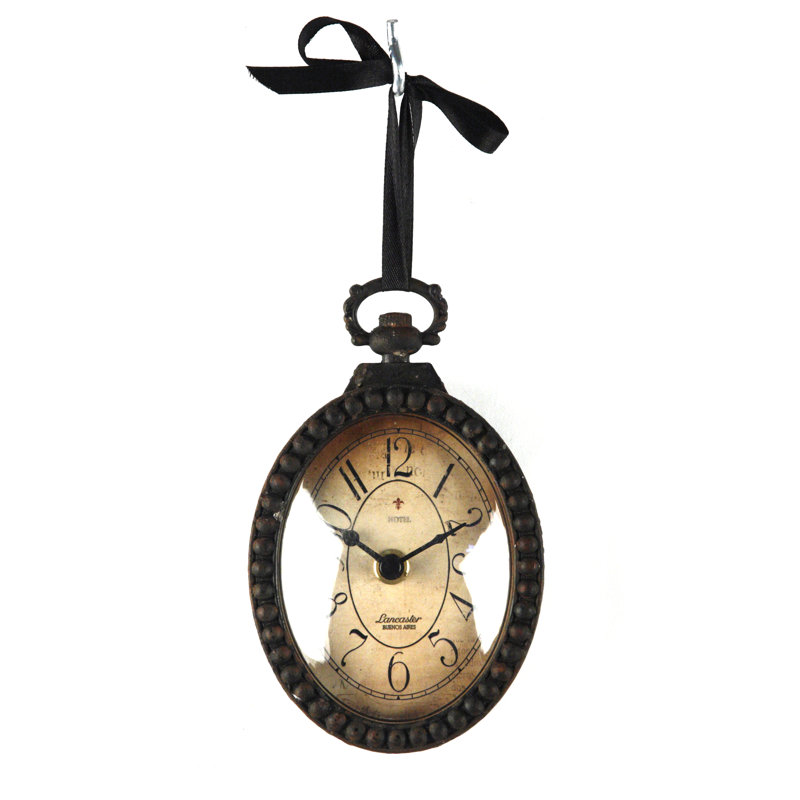 Antique Black Iron Pocket Watch Style Wall Clock