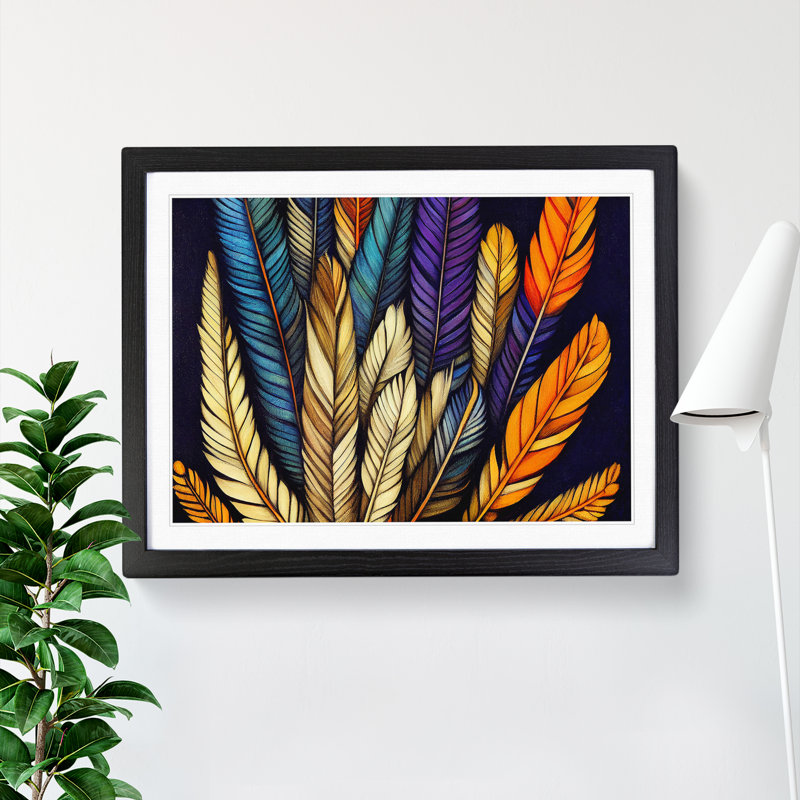 Unreal Bird Feathers - Framed Print, Black Framed, 25cm H x 34cm W x 2cm D
