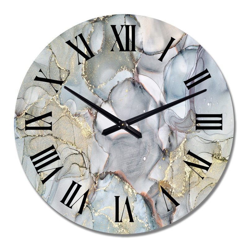 Grey and Yellow Tender Liquid ink Art - Modern Wall Clock, Oversized