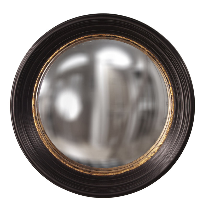 Convex Round Brown Wall Mirror