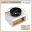Meuble-lavabo flottant avec lavabo vasque en veine de marbre, meuble-lavabo mural avec tablette ouverte, finition blanche avec accents de bois-130549744