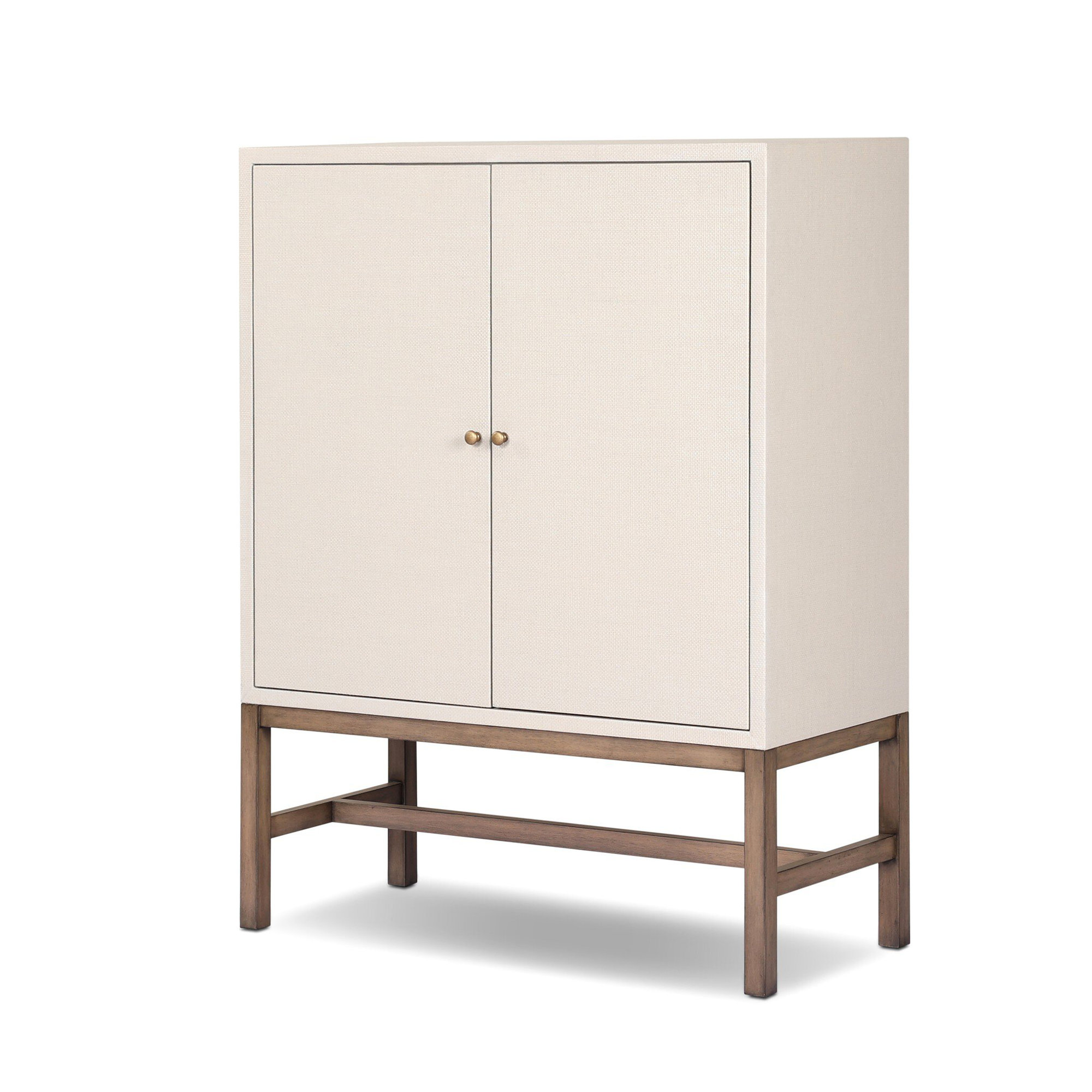 Hakana Bar Cabinet-Black Raffia, Ivory Painted Raffia
