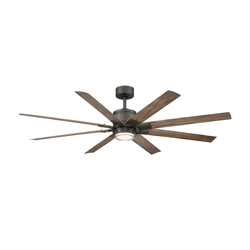 Renegade 8 - Blade Outdoor Integrated LED Smart Standard Ceiling Fan with Remote Control and Light Kit Included, 52", 3000K