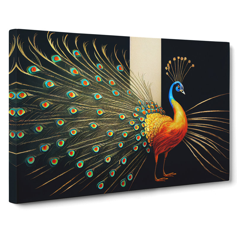 Cosmopolitan Peacock - Wrapped Canvas Painting, 35cm H x 50cm W x 3cm D