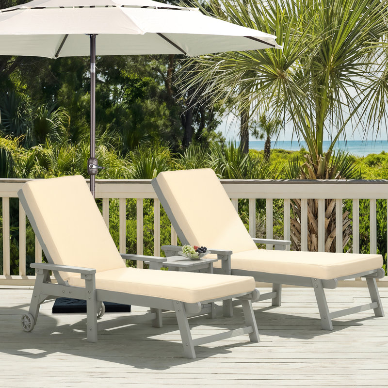 Ensemble de 2 coussins de chaise longue d'extérieur avec attaches Aoodor, Beige