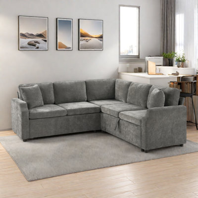 L-shaped Sectional Sofa With Hidden Storage Compartment