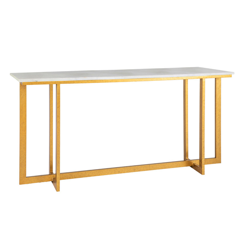 Chicago 72" Console Table, Carrera Marble, Royal Gold