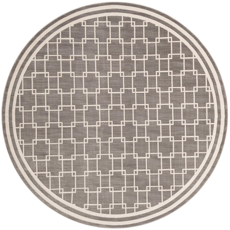 Tapis contemporain gris Ogorman, Rond 7 pi 10 po