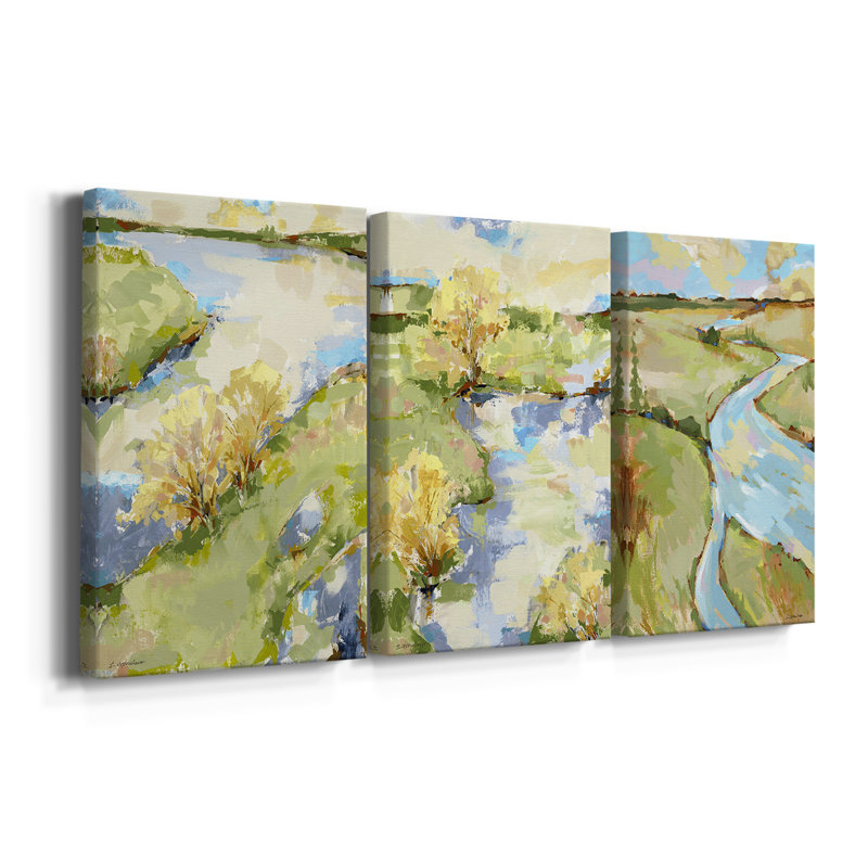 Upriver II - Toile tendue avec châssis sur mesure - 3 pièces, H 27 po x l 54 po