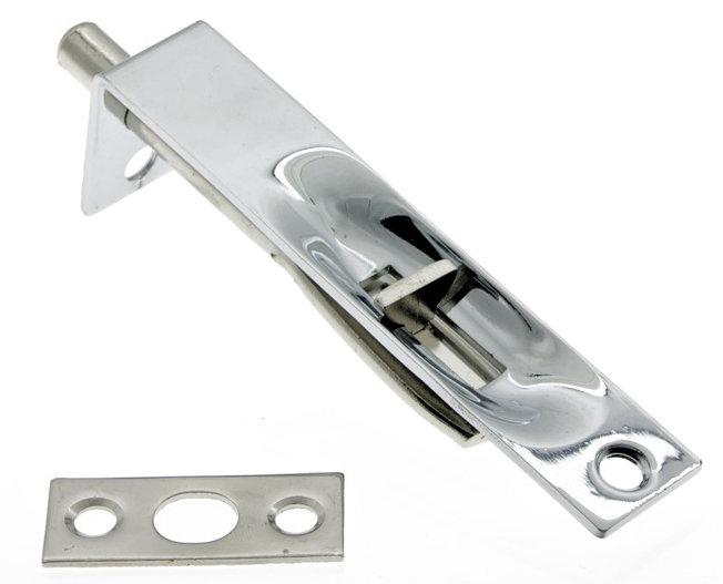 Solid Brass Flush Bolt with Square End, Polished Chrome