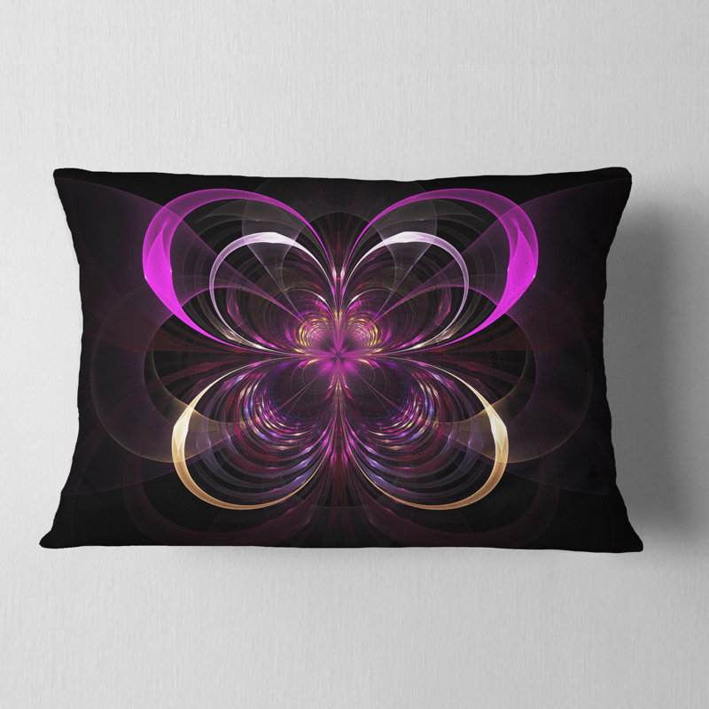Coussin lombaire floral, Mauve / Noir