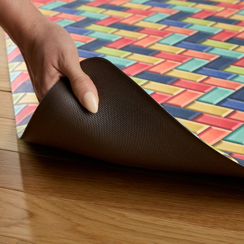 Fiesta Multicolor Herringbone Anti-Fatigue Kitchen Mat, 20"x55"